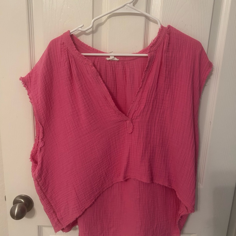 Aerie Pink Sleeveless Asymmetrical Blouse